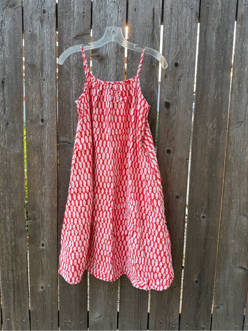Size 13y Marimekko x Uniqlo Red and Pink Sundress.